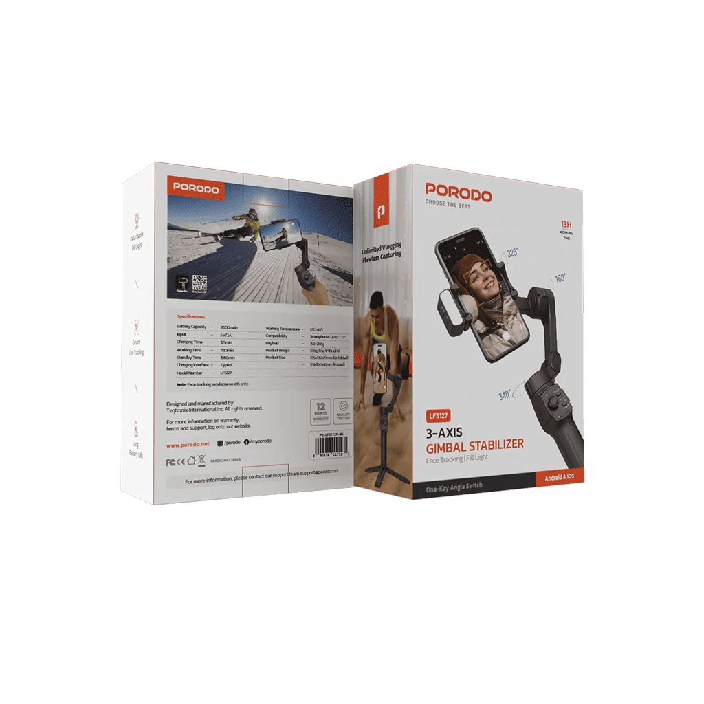 Porodo 3axis Gimbal with magnetic fill light